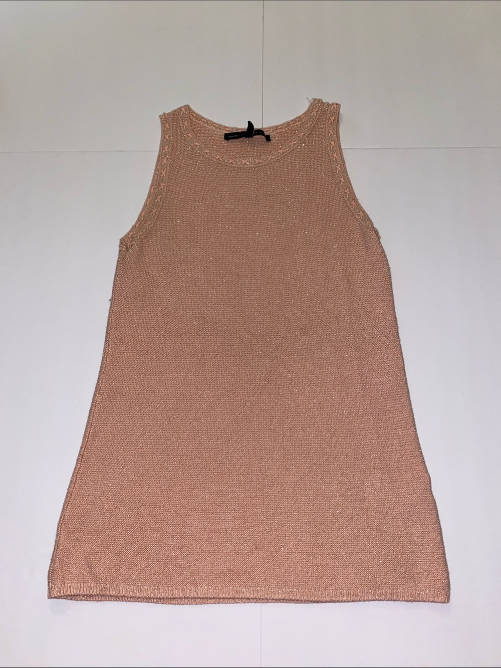 White House Black Market Tank Top Womens Pink Crochet Knit Sleeveless